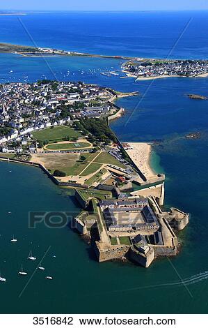 France, Brittany, Morbihan. Lorient. Port Louis citadel. Aerial view. View Large Photo Image Stock Image - France, Brittany, Morbihan. Lorient. Port Louis citadel. Aerial view.. Fotosearch