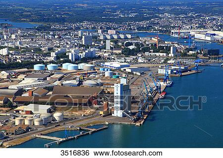 France, Brittany, Morbihan. Lorient. Cargo port. Aerial view. View Large Photo Image Stock Photograph - France, Brittany, Morbihan. Lorient. Cargo port. Aerial view.. Fotosearch