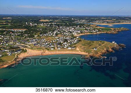 France, Brittany, Morbihan. Moelan sur mer. Le Pouldu. Aerial view. View Large Photo Image Stock Image - France, Brittany, Morbihan. Moelan sur mer. Le Pouldu. Aerial view.. Fotosearch