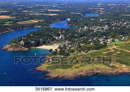 France, Brittany, Morbihan. Moelan sur mer. Kerfany les Pins. Aerial view. View Large Photo Image Stock Photo - France, Brittany, Morbihan. Moelan sur mer. Kerfany les Pins. Aerial view.. Fotosearch