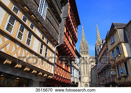 France, Brittany. Quimper. Old town. Saint Corentin cathedral. View Large Photo Image Stock Image - France, Brittany. Quimper. Old town. Saint Corentin cathedral.. Fotosearch