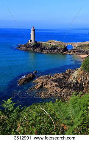 Stock Image - France, Brittany, Rade de Brest, Phare du Petit Minou.. Fotosearch