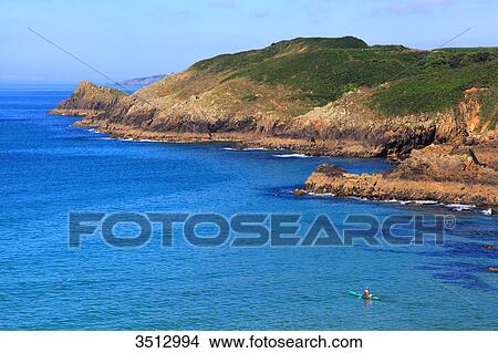 France, Brittany, Rade de Brest, Fisherman on a sea kayak. View Large Photo Image Picture - France, Brittany, Rade de Brest, Fisherman on a sea kayak.. Fotosearch
