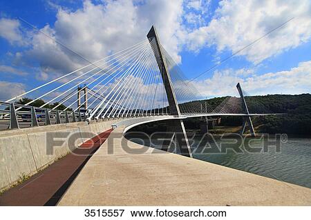 France, Brittany, Terenez bridge spans the Aulne river between Argol and Rosnoen. View Large Photo Image Stock Photo - France, Brittany, Terenez bridge spans the Aulne river between Argol and Rosnoen.. Fotosearch