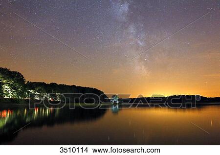France, Burgundy, Yonne. Area of Saint Fargeau and Boutissaint. Lake of the Bumblebee. Starry sky. Milky way. View Large Photo Image Picture - France, Burgundy, Yonne. Area of Saint Fargeau and Boutissaint. Lake of the Bumblebee. Starry sky. Milky way.. Fotosearch
