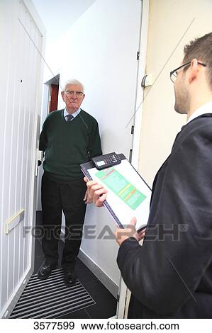 Stock Photo - France, canvassing at the main door. Fotosearch