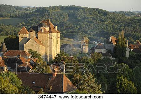 France, Center of France, Curemonte, panorama, landscape, the church and the castle View Large Photo Image Stock Photo - France, Center of France, Curemonte, panorama, landscape, the church and the castle. Fotosearch