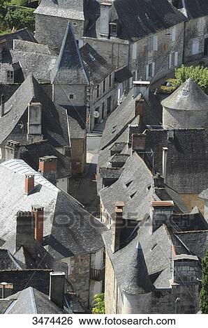 France, Center of France, Panorama of Turenne, aerial view of the village of Turenne as seen from the castle View Large Photo Image Stock Photograph - France, Center of France, Panorama of Turenne, aerial view of the village of Turenne as seen from the castle. Fotosearch