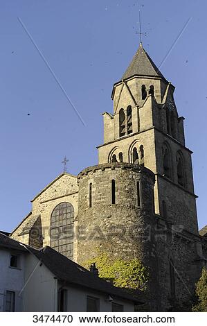 Stock Image - France, Center of France, Uzerche, Saint Peter's church in the old town. Fotosearch