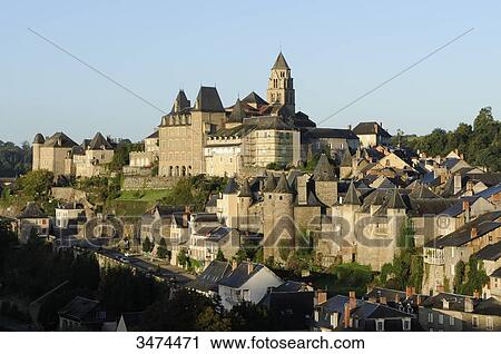 France, Center of France, Uzerche, The Pontier castle with round towers. The Senechaussee building with angular towers. Saint Peter's chruch in the background View Large Photo Image Stock Image - France, Center of France, Uzerche, The Pontier castle with round towers. The Senechaussee building with angular towers. Saint Peter's chruch in the background. Fotosearch