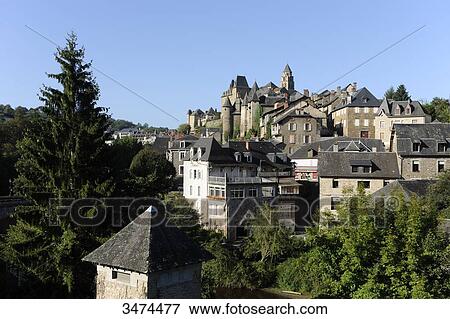 France, Center of France, Uzerche, The Pontier castle with round towers. The Senechaussee building with angular towers. Saint Peter's chruch in the background View Large Photo Image Stock Photo - France, Center of France, Uzerche, The Pontier castle with round towers. The Senechaussee building with angular towers. Saint Peter's chruch in the background. Fotosearch
