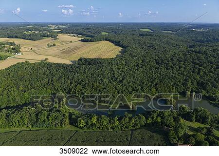 France, Dordogne, aerial view of the campaign Bourdeilles, forest and river in the foreground View Large Photo Image Stock Image - France, Dordogne, aerial view of the campaign Bourdeilles, forest and river in the foreground. Fotosearch