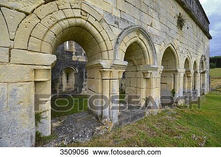 Stock Photograph - France, Dordogne, column of the ruined Boschaud Abbey. Fotosearch