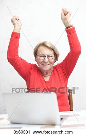 Stock Image - France, elderly and new technologies. Fotosearch