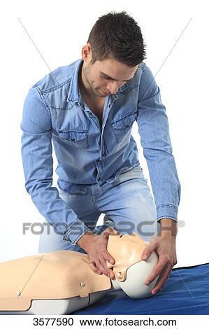 Stock Image - France, first aid on a mannequin. Fotosearch