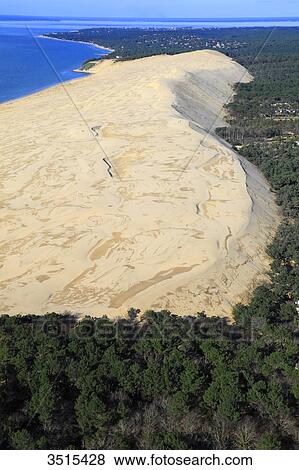 France, Gironde. Aerial view of the Dune of Pilat. View Large Photo Image Stock Photo - France, Gironde. Aerial view of the Dune of Pilat.. Fotosearch