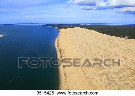 France, Gironde. Aerial view of the Dune of Pilat. View Large Photo Image Stock Photography - France, Gironde. Aerial view of the Dune of Pilat.. Fotosearch