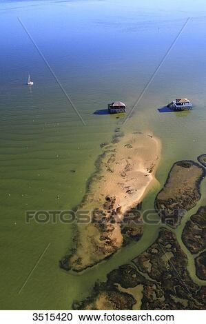 France, Gironde. Arcachon Bay. Bird Island. Cabin built on stilts. View Large Photo Image Stock Image - France, Gironde. Arcachon Bay. Bird Island. Cabin built on stilts.. Fotosearch