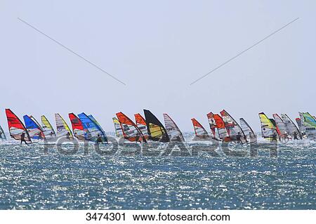 Stock Image - France Gruissan, Defi Wind, windsurf race. Fotosearch
