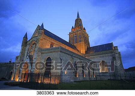 Stock Image - France, Hauts de France, Pas de Calais, Calais.. church. Notre-Dame de Calais. Fotosearch