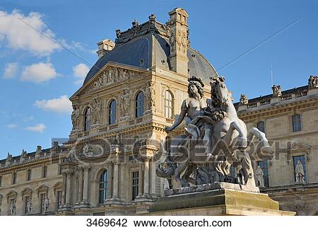 France, Ile-de-France, Paris, Equestrian statue of King Louis XIV by Bernini on the Napoleon Courtyard of the Louvre Museum and Pavillon Richelieu View Large Photo Image Stock Image - France, Ile-de-France, Paris, Equestrian statue of King Louis XIV by Bernini on the Napoleon Courtyard of the Louvre Museum and Pavillon Richelieu. Fotosearch