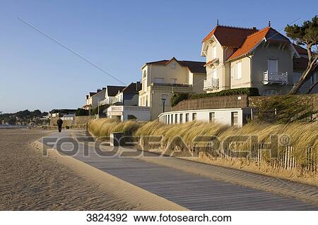 France, La Bernerie-en-Retz, pedestrian walkway at the top of the beach. View Large Photo Image Stock Image - France, La Bernerie-en-Retz, pedestrian walkway at the top of the beach.. Fotosearch