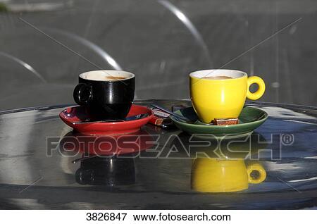France, Nantes city, two coffee cups on a bistro table, coffee shop. View Large Photo Image Stock Photo - France, Nantes city, two coffee cups on a bistro table, coffee shop.. Fotosearch