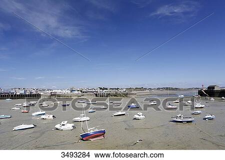 France, Normandy, Granville. The harbour at low tide during spring tides. View Large Photo Image Picture - France, Normandy, Granville. The harbour at low tide during spring tides.. Fotosearch