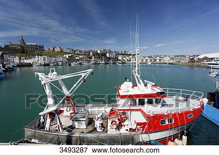 France, Normandy. Manche. Granville. The fishing port. Trawler in the foreground View Large Photo Image Stock Photo - France, Normandy. Manche. Granville. The fishing port. Trawler in the foreground. Fotosearch