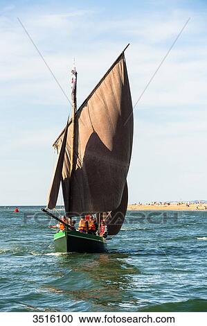 France, Normandy, old typical fishing boat sailing View Large Photo Image Stock Image - France, Normandy, old typical fishing boat sailing. Fotosearch