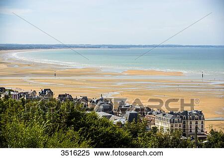 France, Normandy, the beach of Houlgate seen from a high point of view at low tide View Large Photo Image Stock Photography - France, Normandy, the beach of Houlgate seen from a high point of view at low tide. Fotosearch