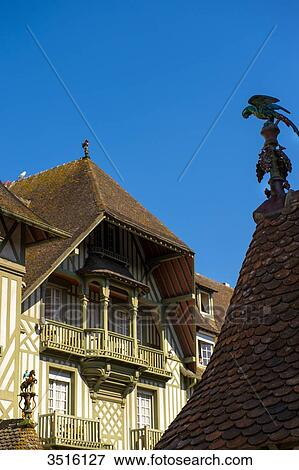 France, Normandy,, The faades of the Normandy Hotel in typical normandic style View Large Photo Image Stock Photo - France, Normandy,, The faades of the Normandy Hotel in typical normandic style. Fotosearch