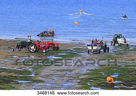 France, North Coast. Ambleteuse. Launching at low tide View Large Photo Image Stock Photo - France, North Coast. Ambleteuse. Launching at low tide. Fotosearch