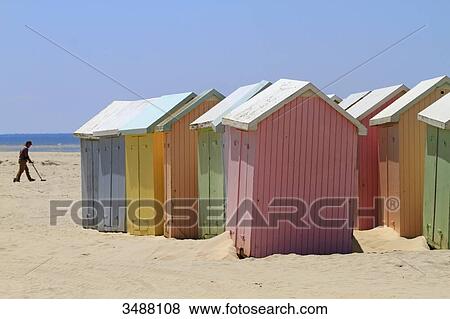 France, North Coast. Berck sur Mer. Colorful beach huts. View Large Photo Image Stock Photo - France, North Coast. Berck sur Mer. Colorful beach huts.. Fotosearch
