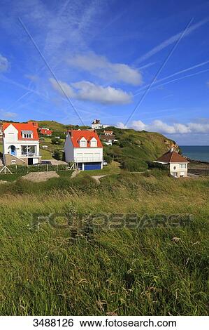 Stock Photograph - France, North Coast. Cap Gris-Nez, Audinghen, seaside houses. Fotosearch