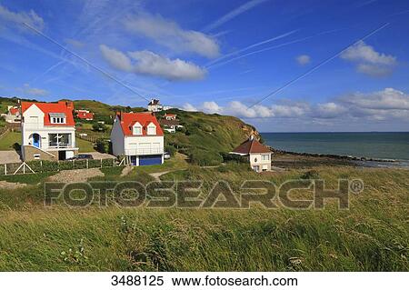 France, North Coast. Cap Gris-Nez, Audinghen, seaside houses View Large Photo Image Stock Photography - France, North Coast. Cap Gris-Nez, Audinghen, seaside houses. Fotosearch