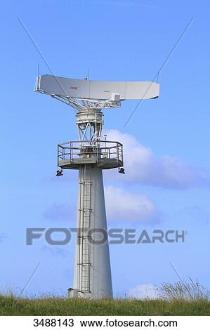 Stock Image - France, North Coast, surveillance radar. Fotosearch
