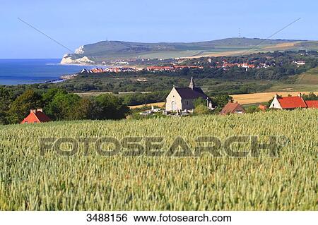 France, North Coast. Tardinghen. Wiwwant and Wisssant Bay. Foreground: Tardighen's church. Background: Cap Blanc Nez View Large Photo Image Stock Photograph - France, North Coast. Tardinghen. Wiwwant and Wisssant Bay. Foreground: Tardighen's church. Background: Cap Blanc Nez. Fotosearch