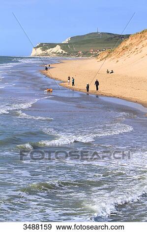 France, North Coast. Wissant beach at high tide. Background: Cap Blanc Nez View Large Photo Image Stock Photo - France, North Coast. Wissant beach at high tide. Background: Cap Blanc Nez. Fotosearch
