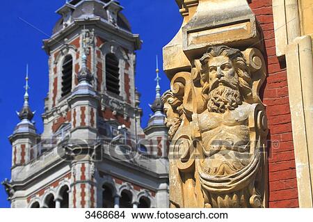 France, North-Eastern France, Lille, detail of a facade and belfry of the Chamber of Commerce and Industry View Large Photo Image Picture - France, North-Eastern France, Lille, detail of a facade and belfry of the Chamber of Commerce and Industry. Fotosearch