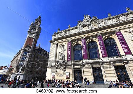France, North-Eastern France, Lille, neo-Flemish style belfry of the Chamber of Commerce and Industry of Lille and theatre View Large Photo Image Stock Image - France, North-Eastern France, Lille, neo-Flemish style belfry of the Chamber of Commerce and Industry of Lille and theatre. Fotosearch