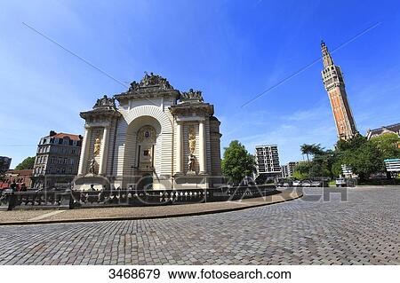 France, North-Eastern France, Lille, belfry and triumphal arch View Large Photo Image Stock Photo - France, North-Eastern France, Lille, belfry and triumphal arch. Fotosearch