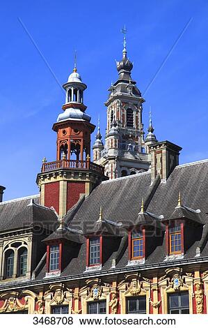 France, North-Eastern France, Lille, General De Gaulle square and old stock exchange View Large Photo Image Stock Photo - France, North-Eastern France, Lille, General De Gaulle square and old stock exchange. Fotosearch