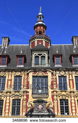 Stock Photograph - France, North-Eastern France, Lille, General De Gaulle square, old stock exchange. Fotosearch