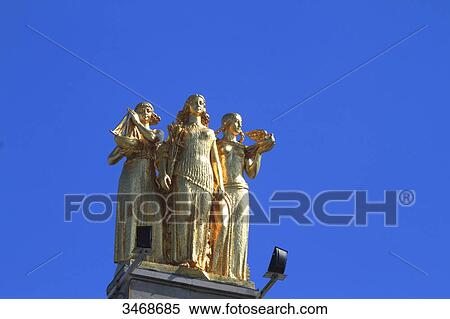 France, North-Eastern France, Lille, General De Gaulle square (Grand'place), headquarters of the newspaper La Voix du Nord with 3 golden statues at its top (representing 3 French regions) View Large Photo Image Stock Photography - France, North-Eastern France, Lille, General De Gaulle square (Grand'place), headquarters of the newspaper La Voix du Nord with 3 golden statues at its top (representing 3 French regions). Fotosearch