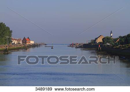 Stock Photo - France, Northern France, Gravelines. Petit-Fort Philippe. Aa river.. Fotosearch