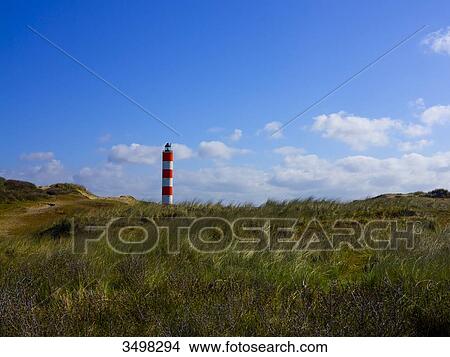 Picture - France, Northern France, Pas-de-Calais, Berck sur Mer lighthouse. Fotosearch