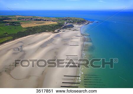 Stock Image - France, Northern France, Pas de Calais. Wissant Bay. Bouchot Mussels culture.. Fotosearch