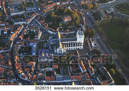 France, Northern France. Pas de Calais, Aerial view of Saint-Omer city center. Notre Dame de Saint-Omer cathedral View Large Photo Image Stock Image - France, Northern France. Pas de Calais, Aerial view of Saint-Omer city center. Notre Dame de Saint-Omer cathedral. Fotosearch
