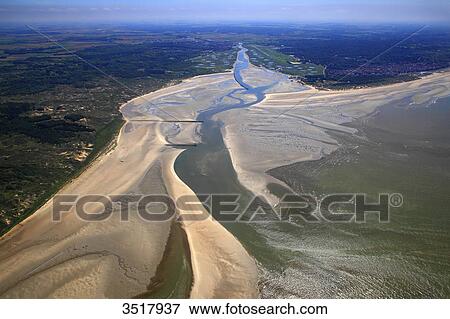 Stock Photo - France, Northern France, Pas de Calais, Cote d'Opale. Le Touquet. Canche Bay.. Fotosearch